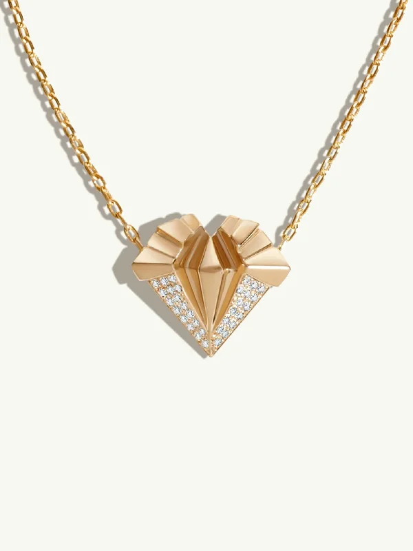 Monogram Necklaces-Alexandria Pendant Necklace With Brilliant Pavé-Set Diamonds In 18K Yellow Gold, 25mm