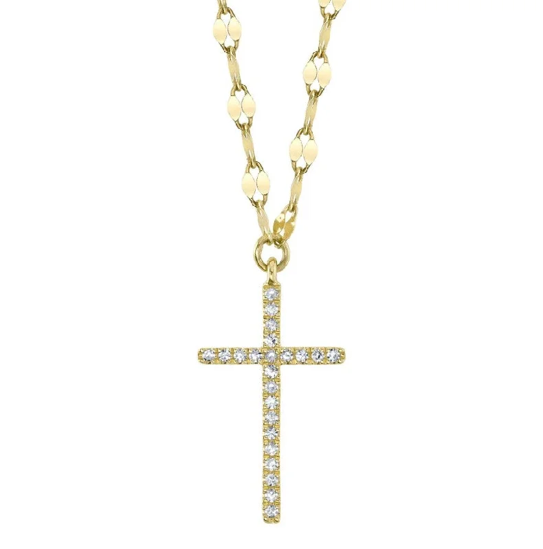 Color Changing Necklaces-14K Yellow Gold Diamond Cross Pendant Necklace