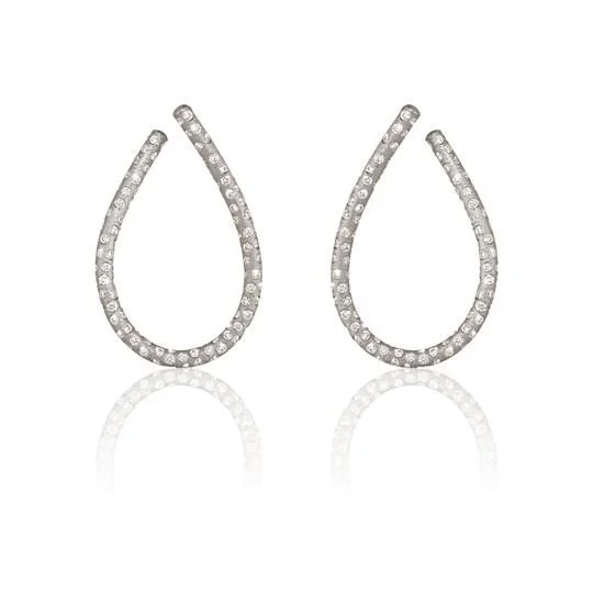 Simple Silver Earrings for Women-Medium Kharisma Supernova 18K Whitegold Earrings w. Diamonds