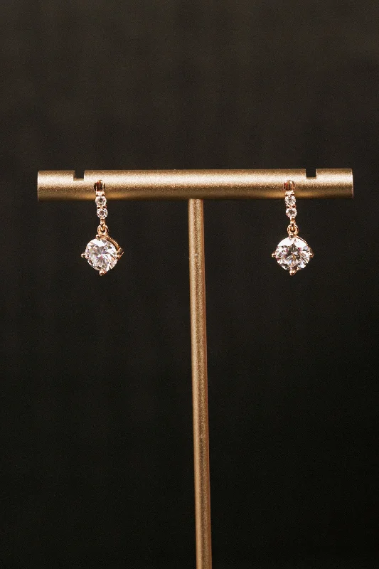 Custom Gold Drop Earrings-1 carat Rose Gold Moissanite Earrings