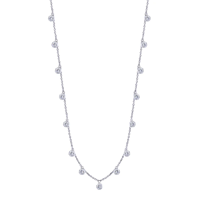 Swarovski Crystal Necklaces-14K White Gold ‘Naked Diamonds’ Station Necklace