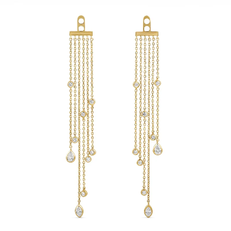 Customizable Drop Earrings-Mixed Shape Bezels Diamond Tassel Earring Back Charm (PAIR)