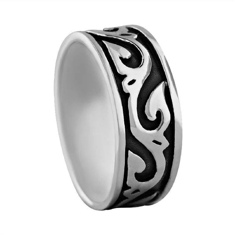 Fashion Diamond Engagement Rings-Sterling Silver Tribal Ring