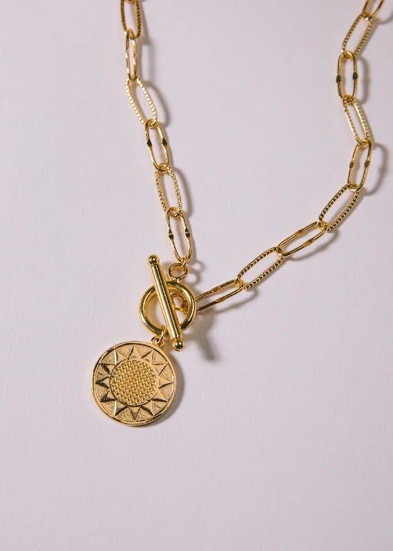 Real Gold Necklaces-Sun Toggle Necklace