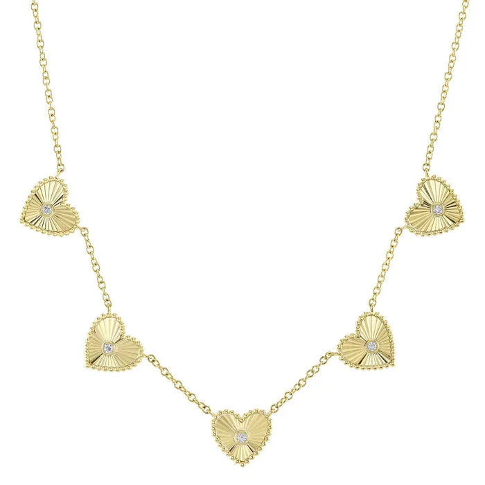 Citrine Necklaces-Shy Creation Diamond Bezel Heart Necklace