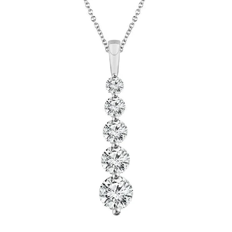 Simple Pendant Necklaces-14K White Gold Diamond Drop Pendant Necklace