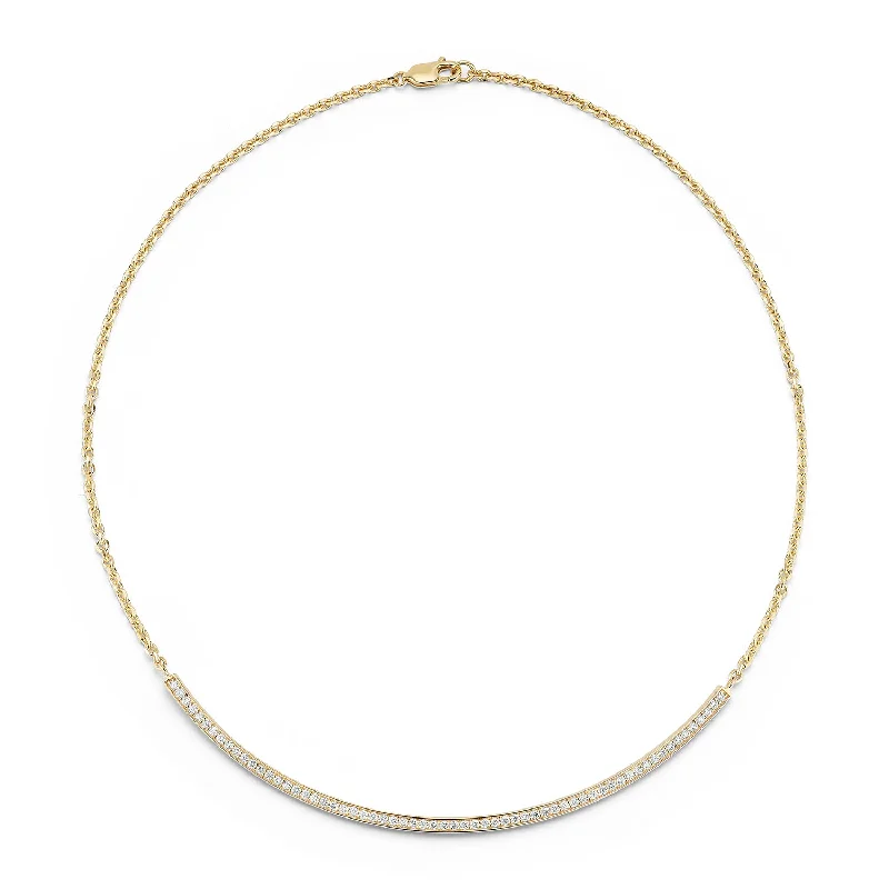 Luxury Pendant Necklaces-14kt Diamond Bar Collar Necklace