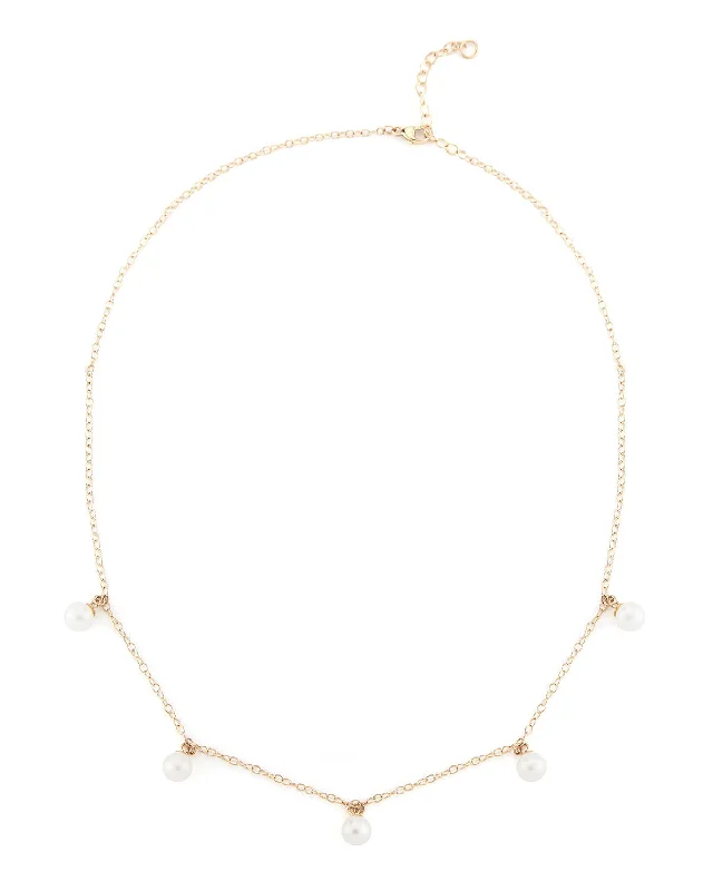 Inspirational Necklaces-14kt  5 Point Pearl Necklace