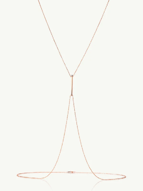 Personalized Heart Necklaces-Aracelis Body Chain Necklace With Brilliant-Cut Round Diamond In 18K Rose Gold