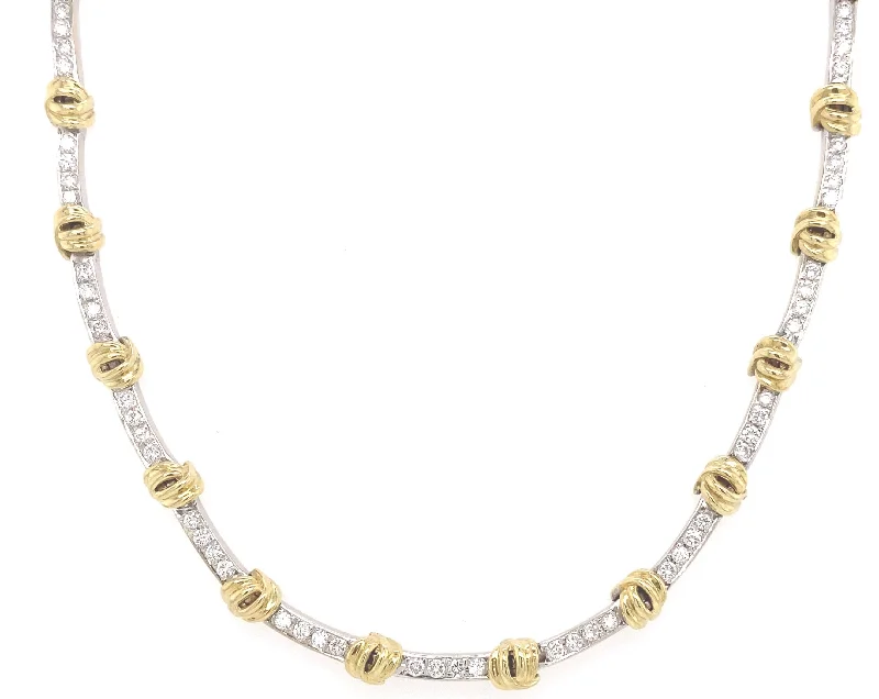 Custom Birthstone Necklaces-Gregg Ruth Two-Tone Diamond Knot Necklace