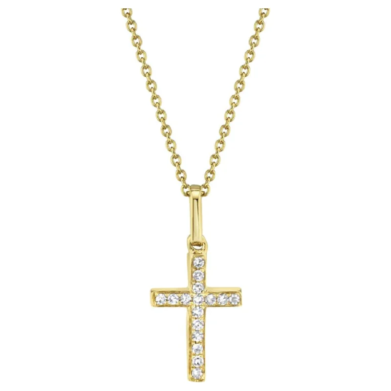 Citrine Necklaces-14K Yellow Gold Diamond Cross Necklace