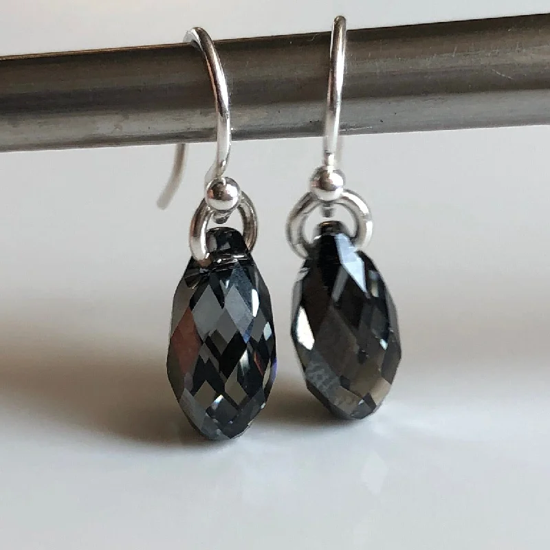 Colorful Drop Earrings-teardrop earrings - silver night