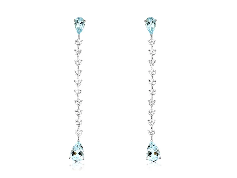 Customizable Gemstone Earrings-Aquamarine & Diamond Occasion Earrings