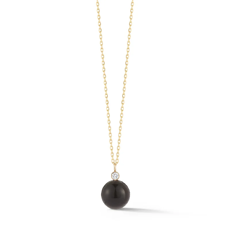 Double Chain Necklaces-14kt Gold Onyx and Diamond Dot Necklace