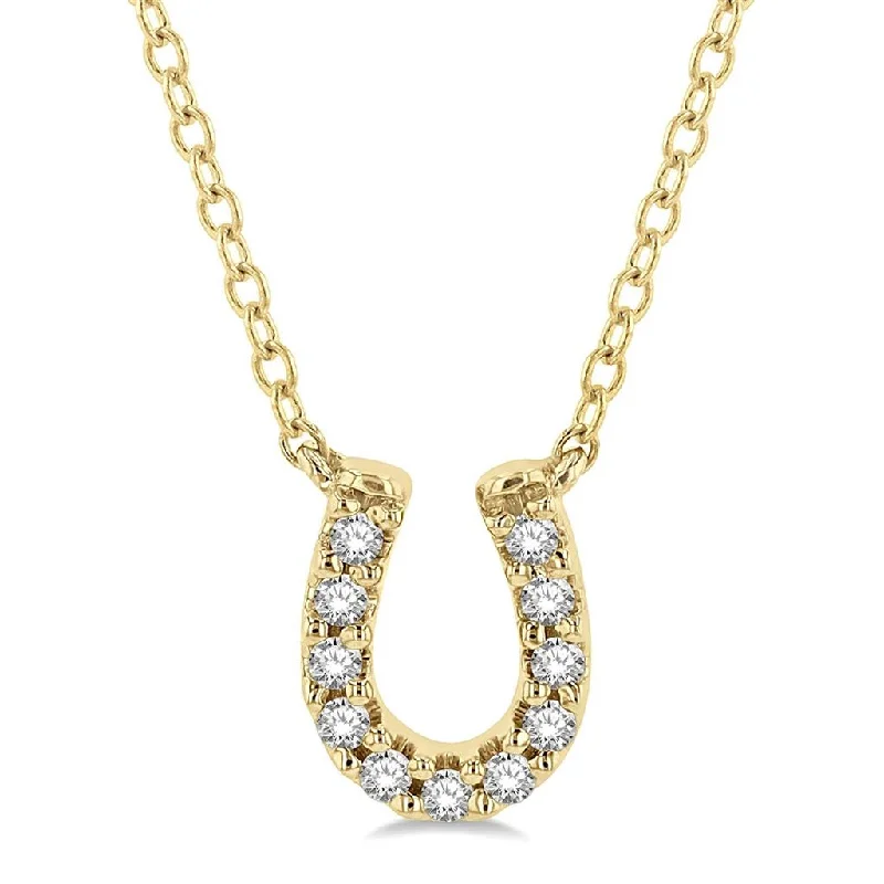 Meaningful Necklaces-10K Yellow Gold Horseshoe Diamond Pendant Necklace