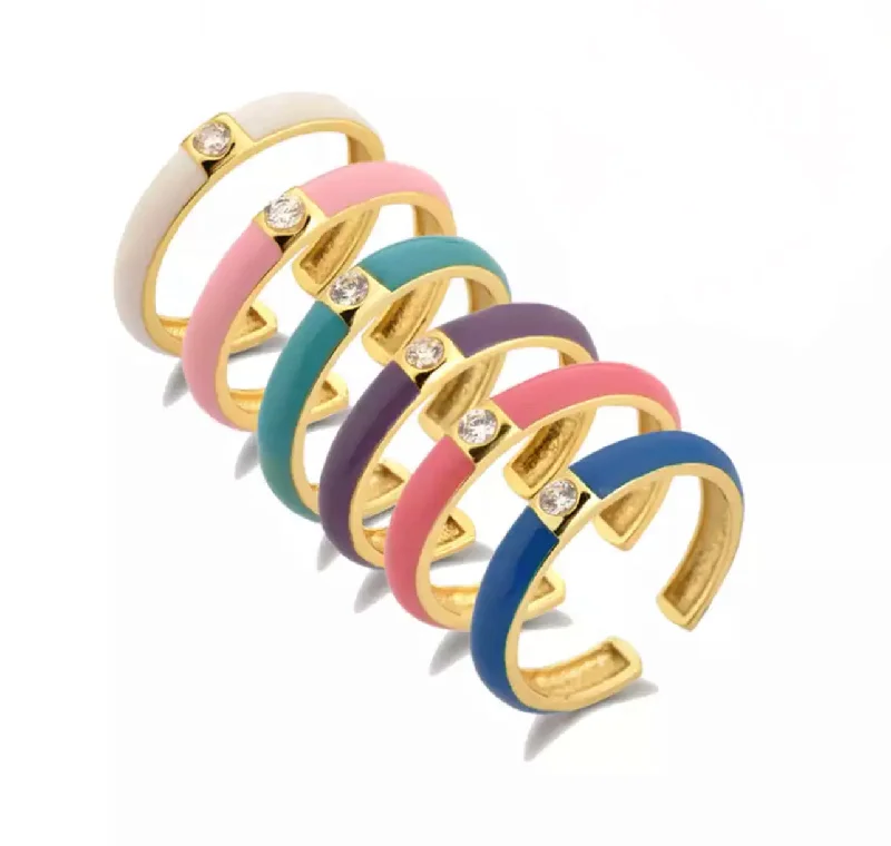 Custom Infinity Rings for Couples-Enamel Color Stack Bands