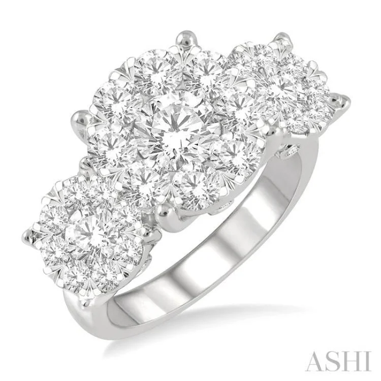 Classic Wedding Rings with Engraving-3.00 ctw Lovebright Round Cut Diamond Ring in 14K White Gold