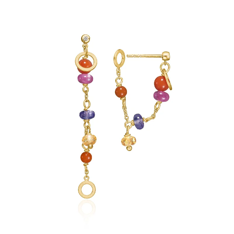 Simple Hoop Earrings-Wild Berry Limited edition 18K Gold Earrings w. Gemstones