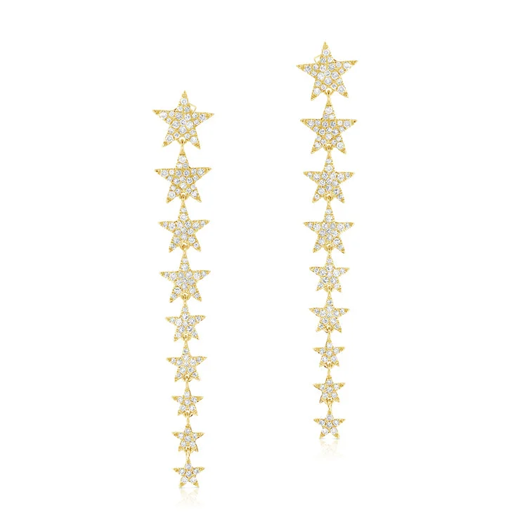 Sparkling Drop Earrings for Women-Statement Star Diamond Earrings