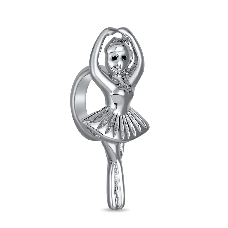 Luxury Custom Bracelets-Prima Ballerina Charm Bead Sterling Silver for European Bracelet