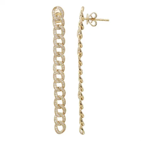 Simple Hoop Earrings for Women-Pave Cuban Link Drop Earrings