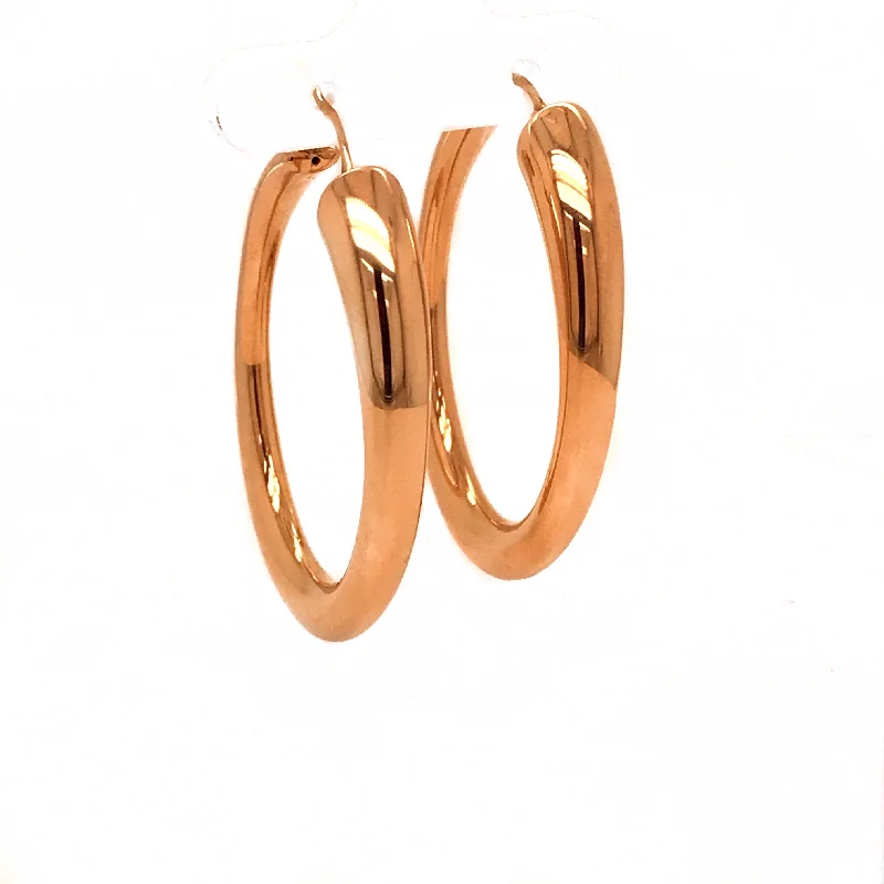 Classic Hoop Earrings for Women-Yellow Gold Tapered Oval Hoop