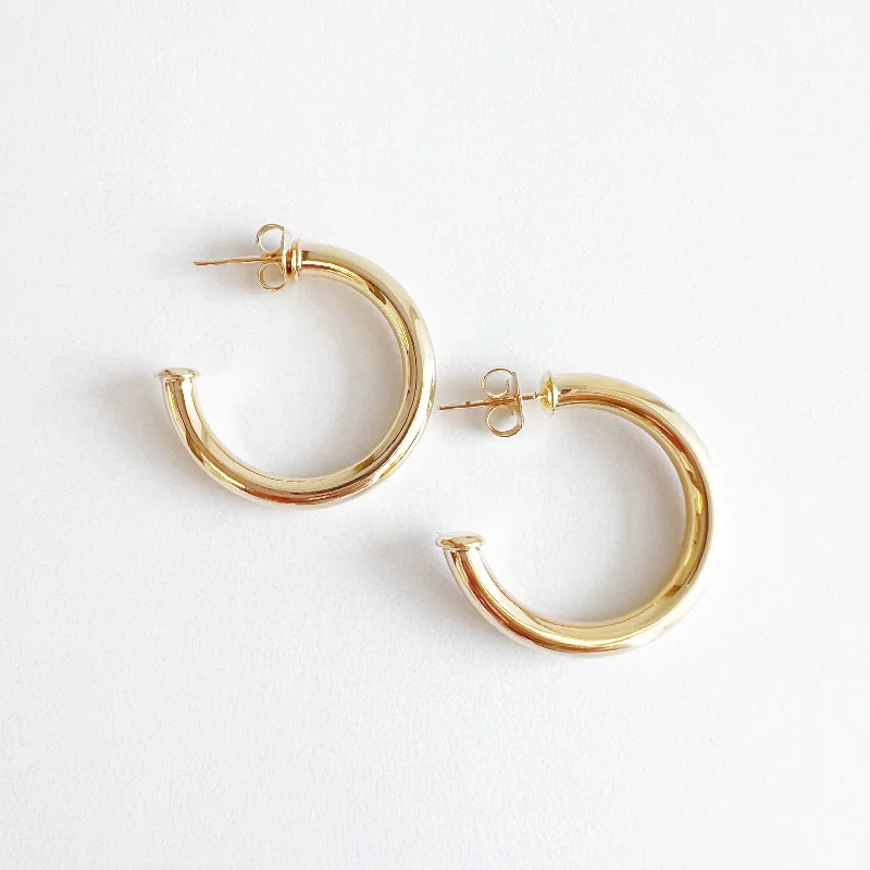 Personalized Drop Hoop Earrings-Nova Tube Hoops Earrings Gold Filled