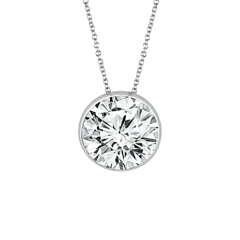 Art Deco Necklaces-14K White Gold Lab Grown Diamonds Solitaire Pendant Necklace