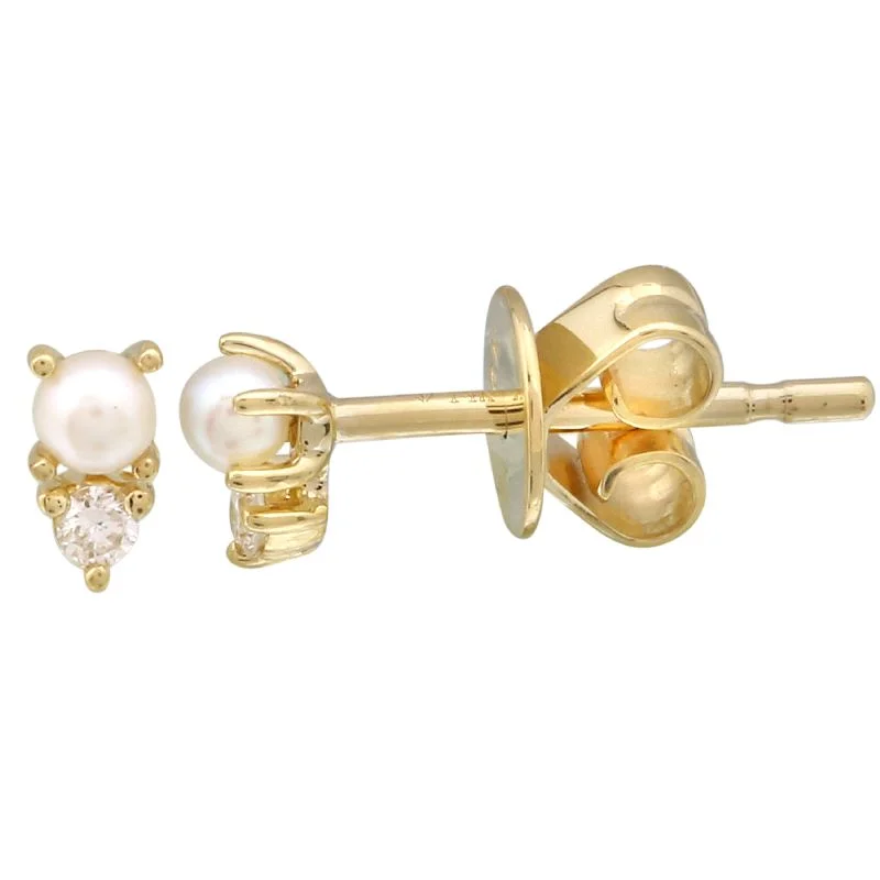 Designer Pearl Earrings-Mini Diamond & Pearl Stud