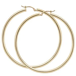 Handmade Hoop Earrings-Gold 2.5x50mm Tube Hoops