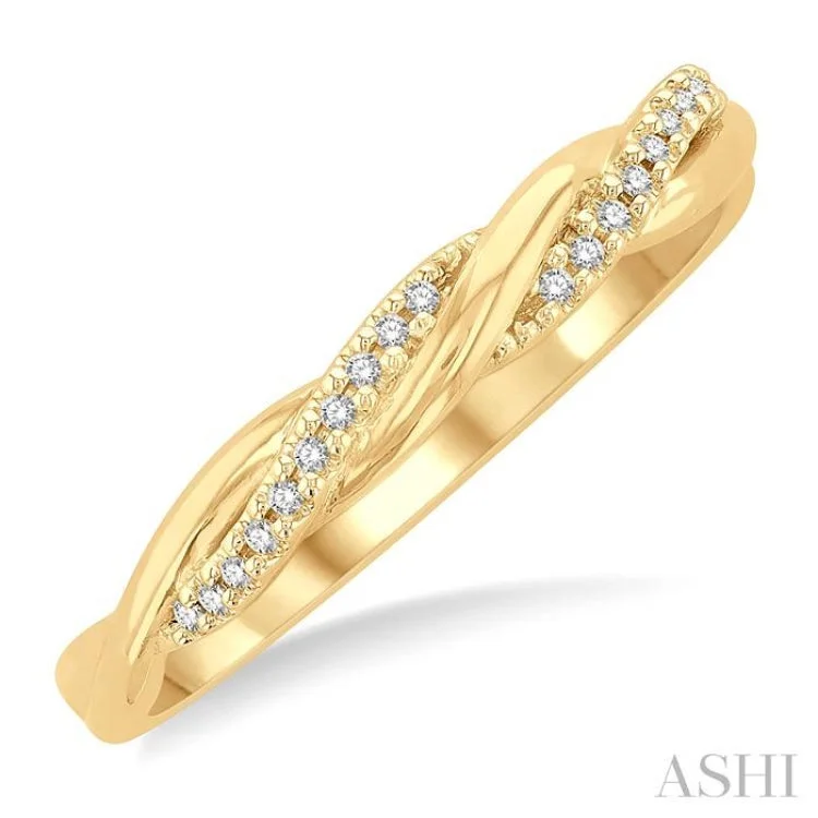 Stylish Promise Rings-1/20 ctw Twisted Top Round Cut Diamond Fashion Ring in 10K Yellow Gold