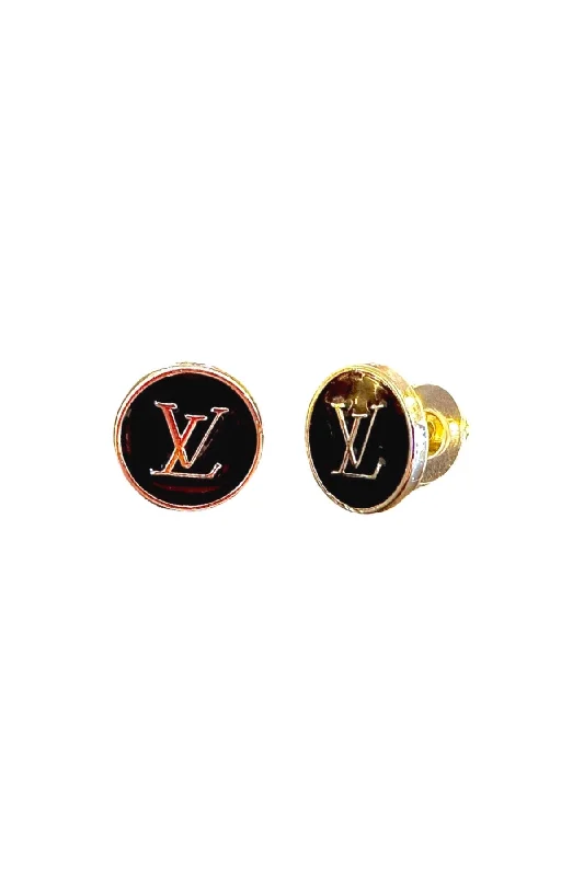 Geometric Drop Earrings-LV Black Button Earrings