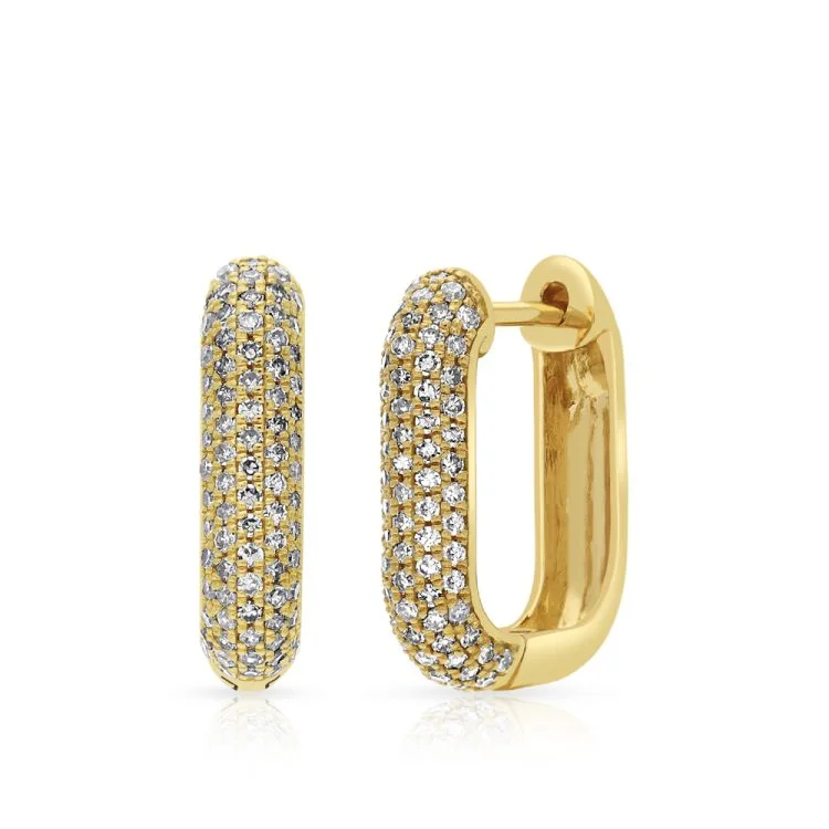 Trendy Drop Earrings for Women-Small Domed Pave Huggies