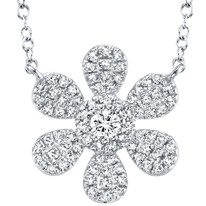 Lotus Necklaces-Shy Creation Pave Diamond Flower Necklace