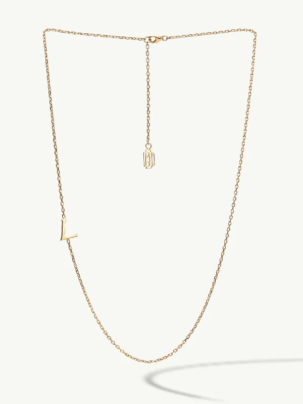 Animal Necklaces-Alphabet Initial Pendant Necklace In 18K Gold