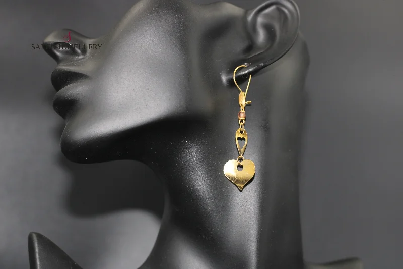 Classic Gold Drop Earrings-Heart Earrings