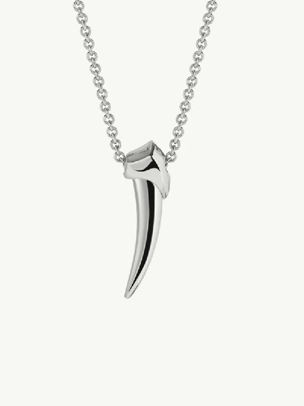 Long Necklaces-Damian Brevis Horn Talisman Pendant Necklace In Sterling Silver, 36mm