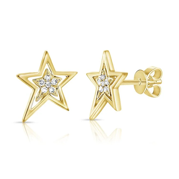 Crystal and Pearl Earrings-Diamond Star Studs