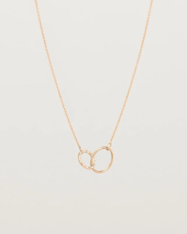 Cute Gold Necklaces-Cascade Loop Through Oval Necklace | White Diamonds