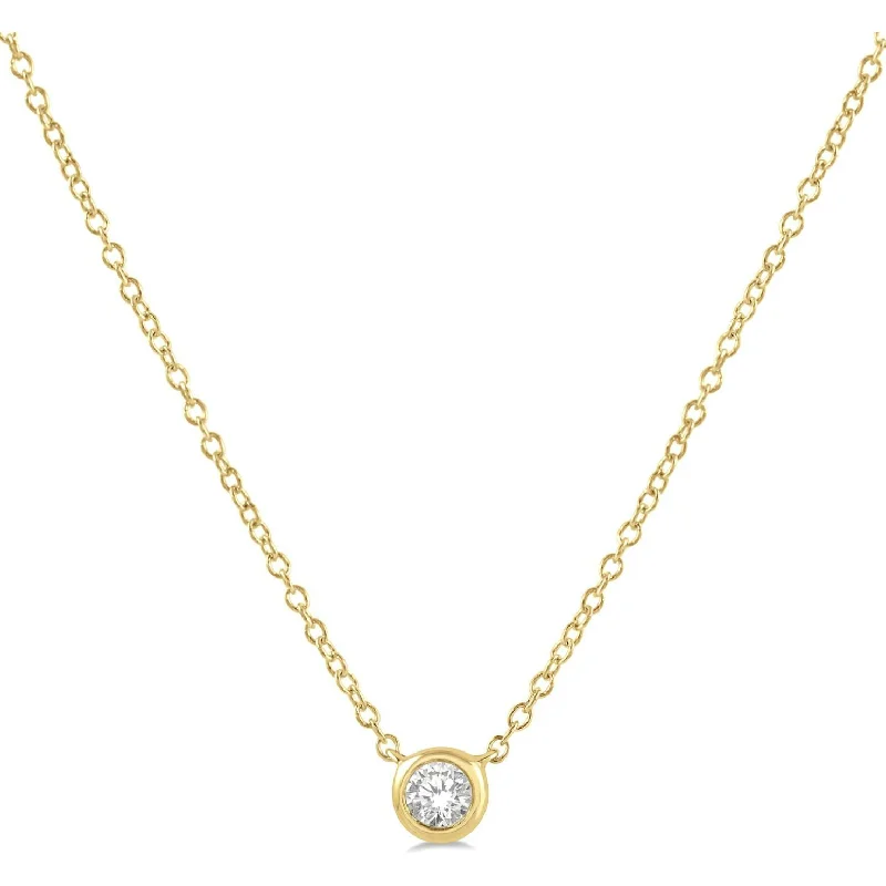 Pendant Necklaces-10k Yellow Gold Diamond Bezel Pendant