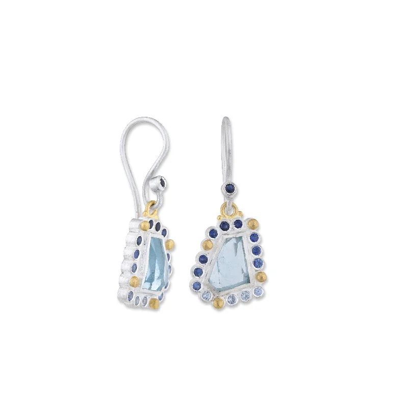 Luxury Silver Drop Earrings-Lika Behar "Dive-In" Aquamarine Earrings