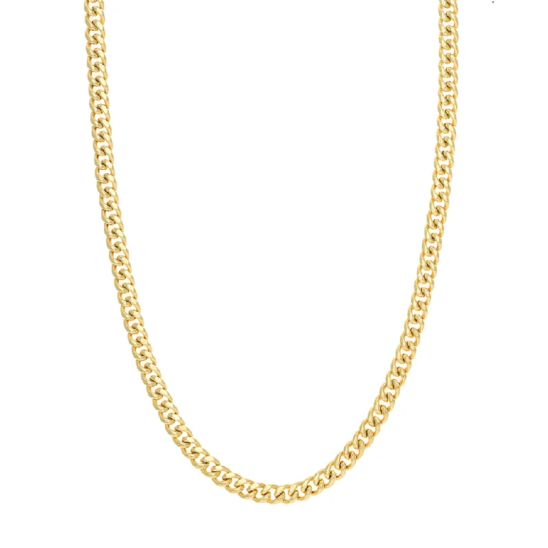 Elegant Gold Necklaces-14K Yellow Gold T-Miami Cuban Chain Necklace