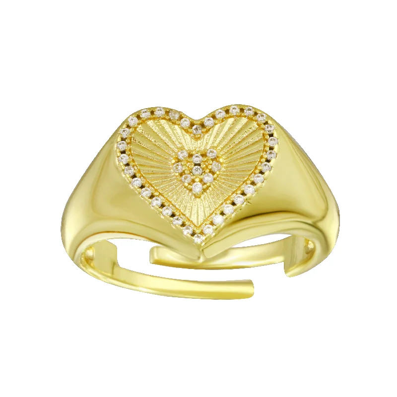 Custom Engagement Rings for Women-Fluted Heart Ring