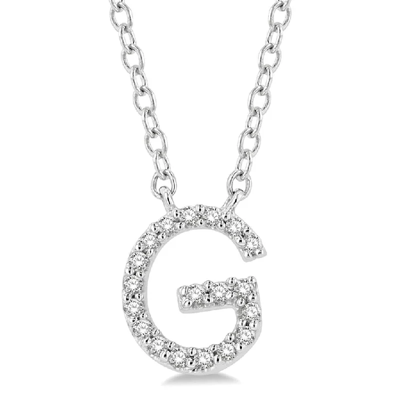 Sun Necklaces-10K White Gold G Initial Diamond Necklace