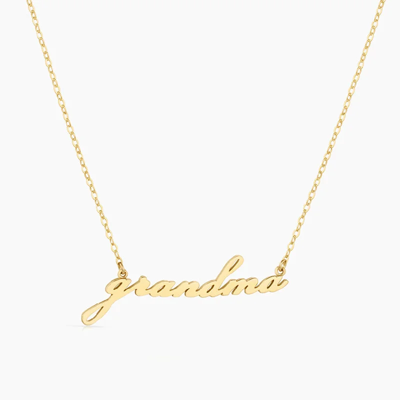 Custom Name Necklaces-14k Fine Grandma Script Necklace