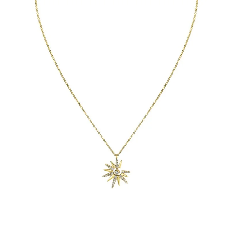 Color Changing Necklaces-14K Yellow Gold 'Solaz' Sun Diamond Pendant Necklace