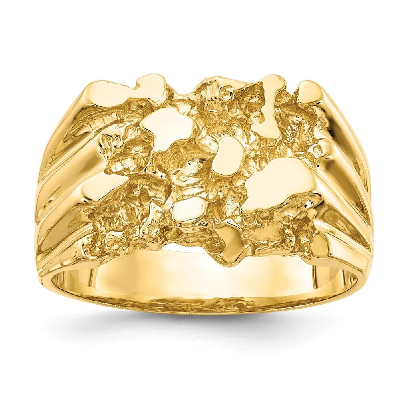 Custom Women’s Diamond Rings-14K Yellow Gold Men's Nugget Ring