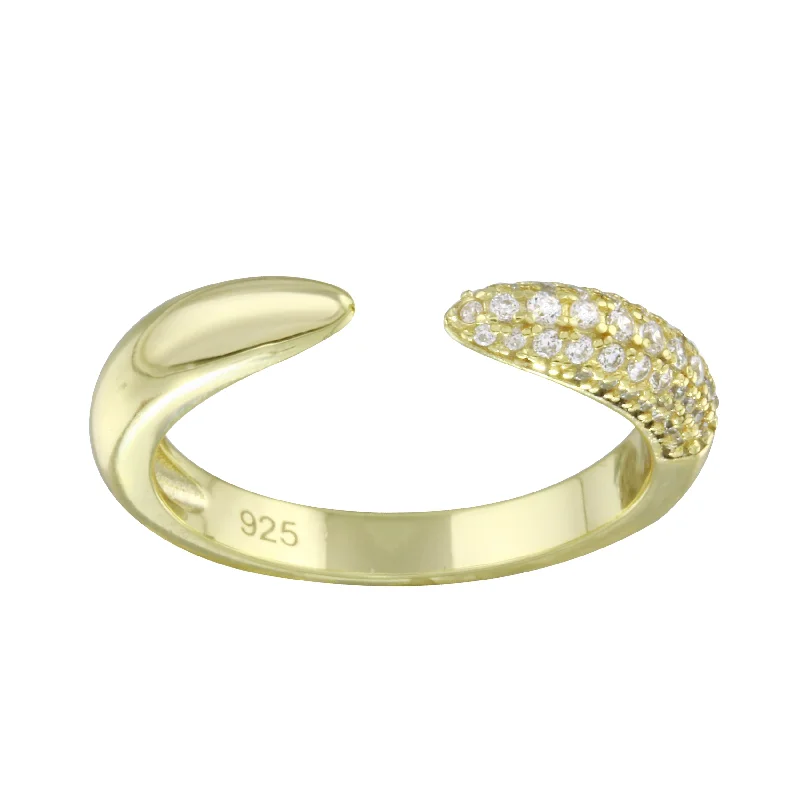 Affordable Promise Wedding Rings-Solid and Pave Claw Ring