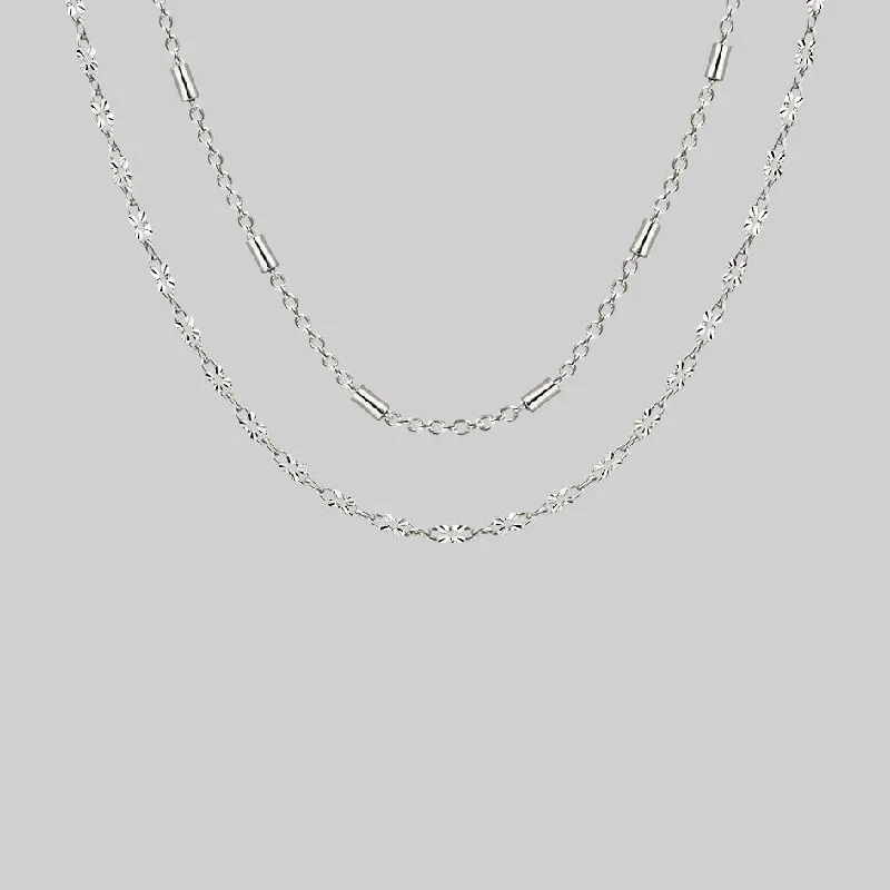 Fashionable Necklaces-PURITY. Delicate Double Chain Necklace - Silver