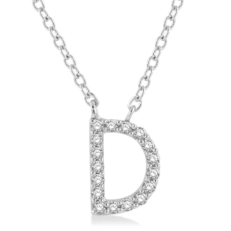 Classy Necklaces-10K White Gold D Initial Diamond Necklace